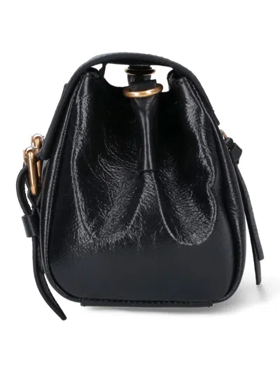 Dries Van Noten Textured Leather Shoulder Bag With Gold-tone Buckle Closure In Black