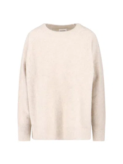 P.a.r.o.s.h Relaxed-fit White Knit Sweater With Ribbed Details In Neutral