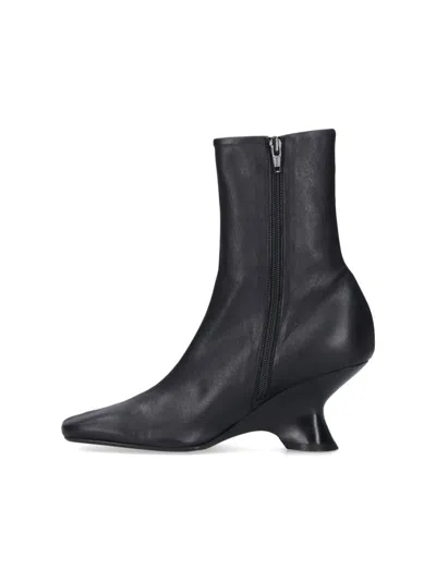 Dries Van Noten Pointed Toe Ankle Boots With Sculptural Heel In Black