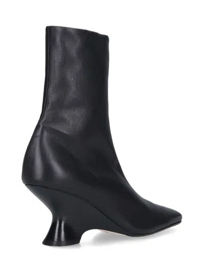 Dries Van Noten Pointed Toe Ankle Boots With Sculptural Heel In Black