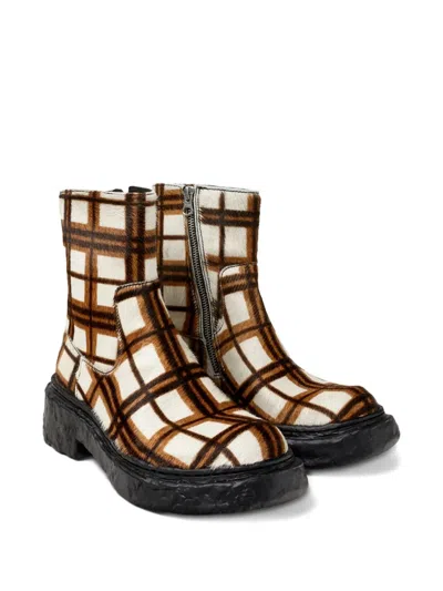 Camperlab Vamonos Checked Zip Boots In Multi
