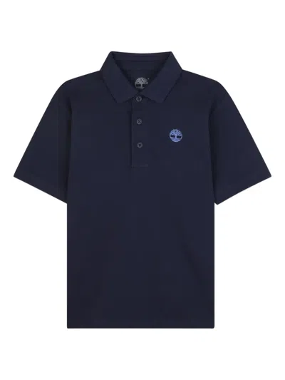 Timberland Short-sleeved Logo Polo Shirt In Blue
