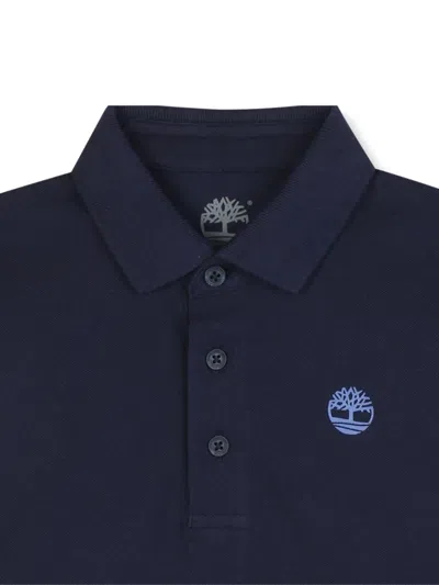 Timberland Short-sleeved Logo Polo Shirt In Blue