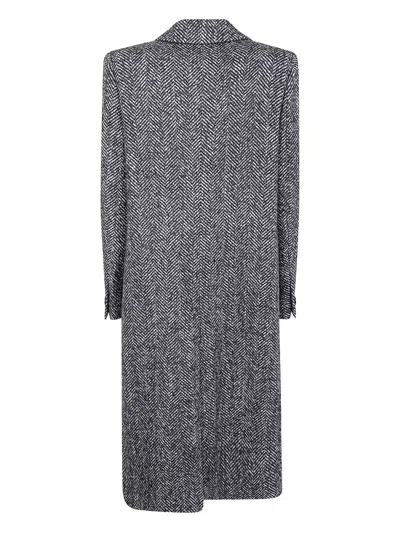 Tagliatore Herringbone Pattern Long Sleeve Coat In Gray