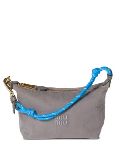 Miu Miu Gabardine Rope-handle Mini Bag In Gray
