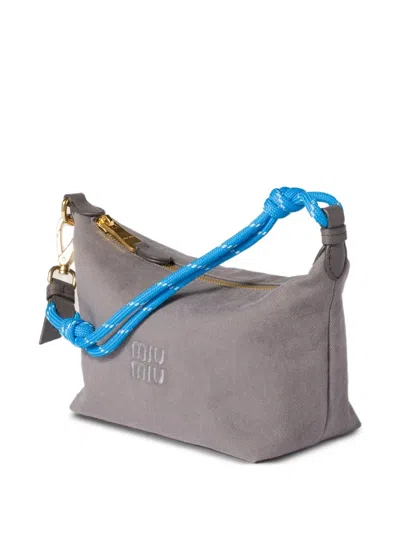 Miu Miu Gabardine Rope-handle Mini Bag In Gray