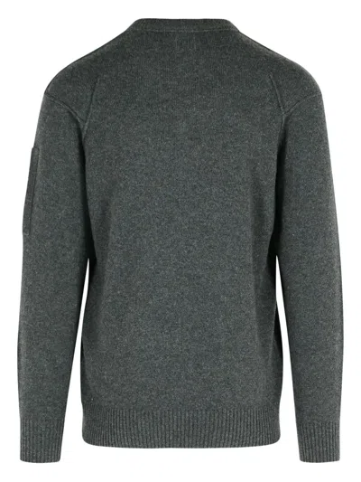 C.p. Company Classic Grey Knit Sweater With Distinctive Lens Detail In Multi