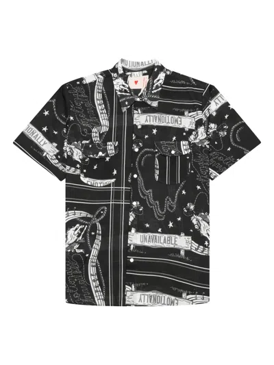 Emotionally Unavailable Short-sleeve Printed Shirt In Black