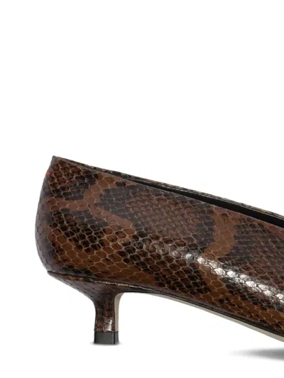 Aeyde Pointed-toe Sandals In Brown Snake Print Calf Leather In Brown