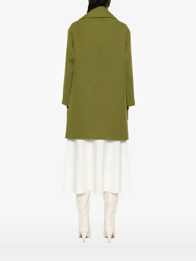 Alpha Studio Double-breasted Coat In Green