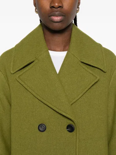Alpha Studio Double-breasted Coat In Green