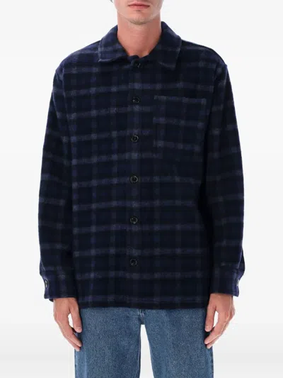 Apc A.p.c. A.p.c. Stanley Checked Wool Overshirt In Blue