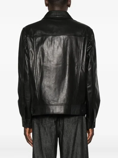 Pence Button-fastening Leather Jacket In Black