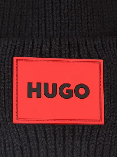 Hugo Boss Hugo Kids Knitted Logo Beanie Hat In Black