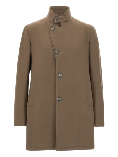 Tagliatore Button-fastening Coat In Brown