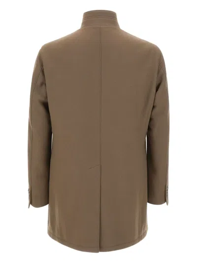 Tagliatore Button-fastening Coat In Brown