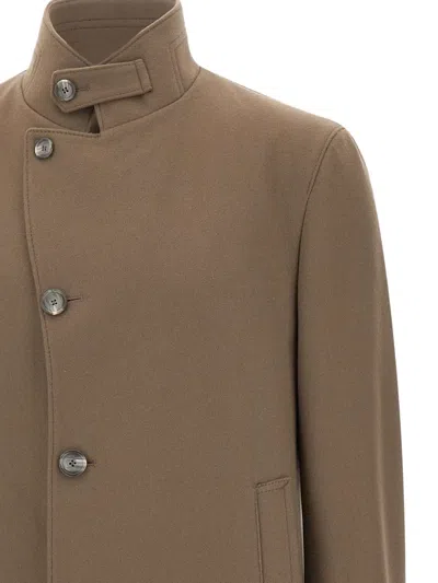Tagliatore Button-fastening Coat In Brown