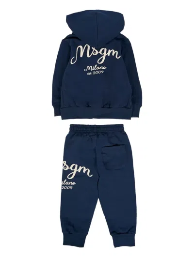 Msgm Logo-embroidered Tracksuit In Blue
