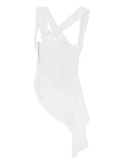 Rhude Asymmetrical Draped Blouse In White