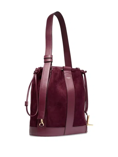 Lancel Medium Elles Suede Bucket Bag In Red