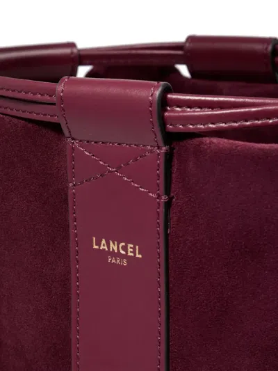 Lancel Medium Elles Suede Bucket Bag In Red