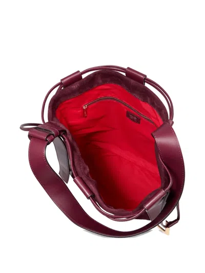 Lancel Medium Elles Suede Bucket Bag In Red