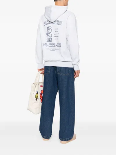 Carhartt Logo Cotton Hoodie With Drawstring Hood In Gray