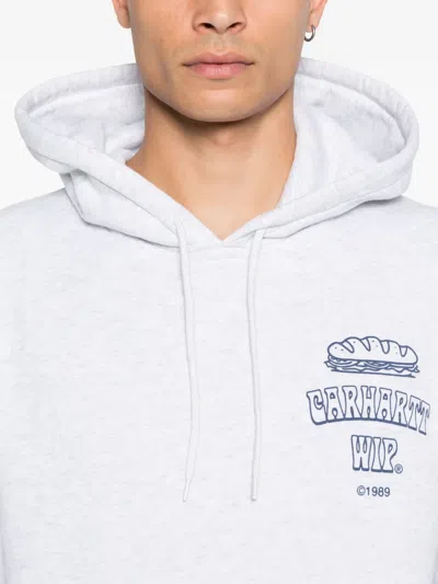 Carhartt Logo Cotton Hoodie With Drawstring Hood In Gray