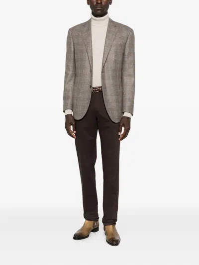 Corneliani Tailored Brown Jacket With Notch Lapels In Brown