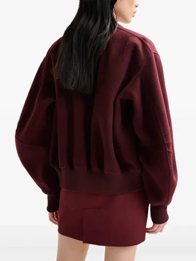 Essentiel Antwerp Balloon-sleeve Zip-front Jacket In Red