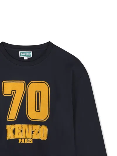 Kenzo Number 70-motif Long-sleeves Top In Black