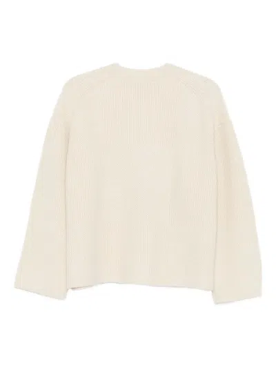 Joseph Womens Quail V-neck Ribbed Wool-blend Cardigan In White