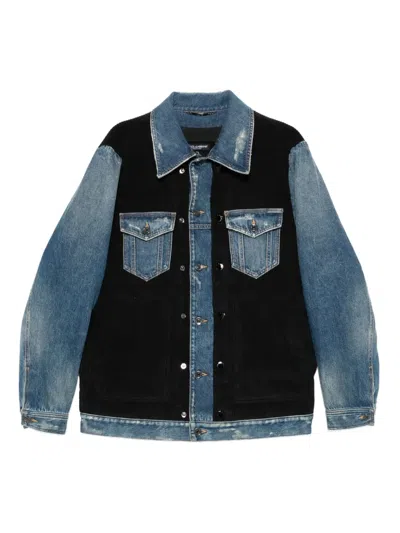 Dolce & Gabbana Blue Cotton Elastan Polyamide Polyester Jacket In Blue