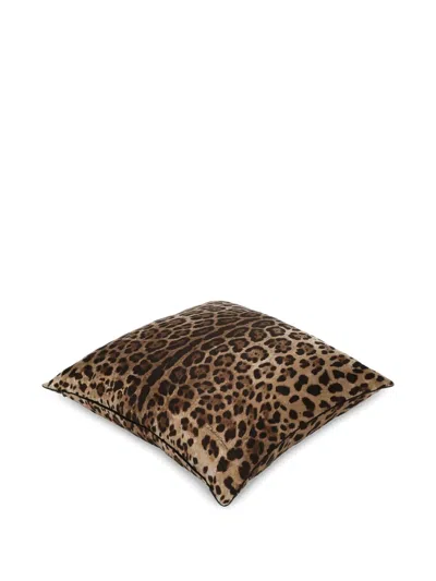 Dolce & Gabbana Leopard-print Silk Cushion (60cm X 60cm) In Animal Print