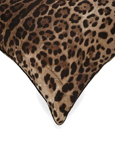 Dolce & Gabbana Leopard-print Silk Cushion (60cm X 60cm) In Animal Print
