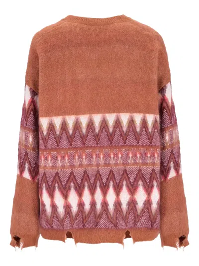 磨损边图案开衫