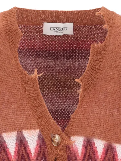 磨损边图案开衫