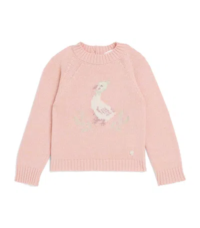 Patachou Embroidered Duck Sweater In Pink
