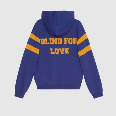Gucci Blind For Love Logo Oversized Hoodie In Blue | ModeSens
