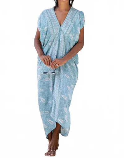 Walker & Wade Santorini Kaftan Midi Dress In Sea Mist In Blue
