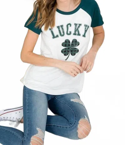 Perfect Peach Lucky Tee In White/green In Multi