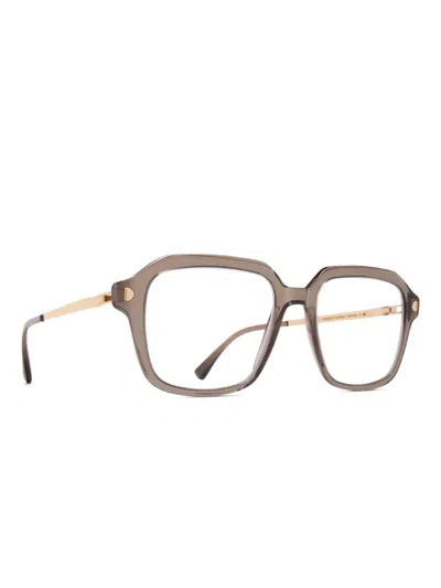 Mykita Mabel Square-frame Temple-detail Glasses In Gray