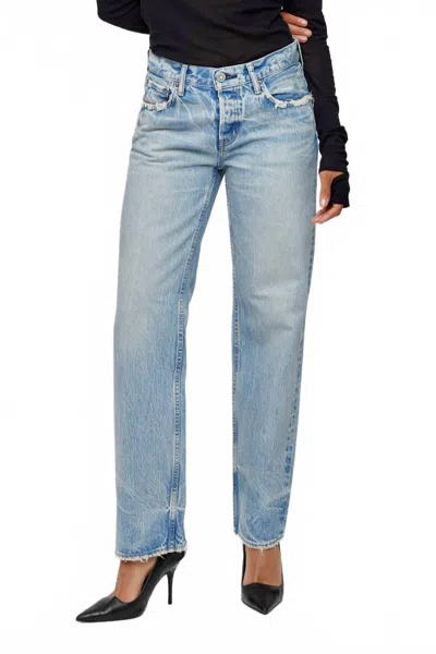 Moussy Wildwood Low-rise Straight Leg Jean In Light Blue In Blue