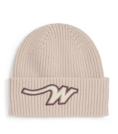 Weekend Max Mara Virgin Wool Monogram Beanie In Neutral
