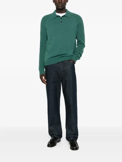 Eric Bompard Long-sleeve Polo Shirt In Green