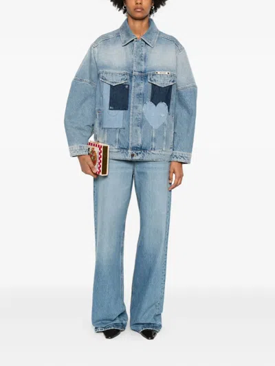 Moschino Tailored Patchwork Blazer Pockets In Blue