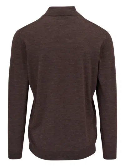 Fedeli Half-zip Wool Sweater In Brown