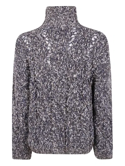 Brunello Cucinelli High Neck Textured Knit Sweater In Gray