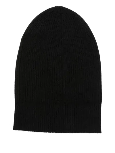 Rick Owens Ribbed Wool Beanie In Black