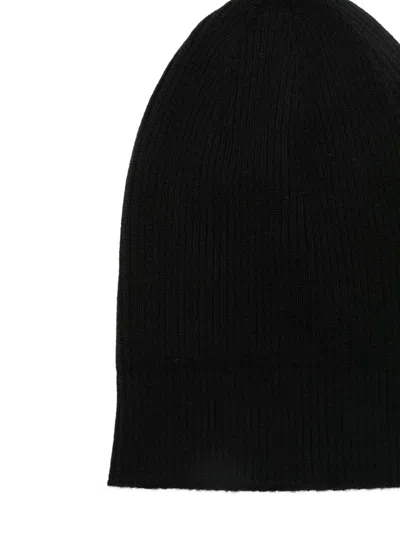 Rick Owens Ribbed Wool Beanie In Black